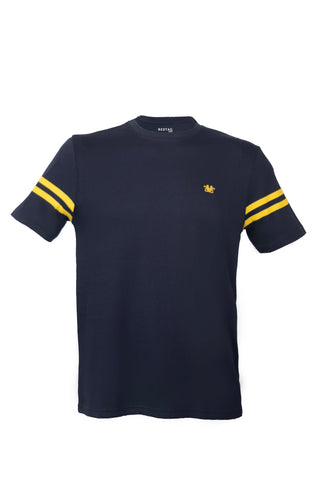 NAVY T-SHIRT WITH SLEEVE STRIPE  NAVY