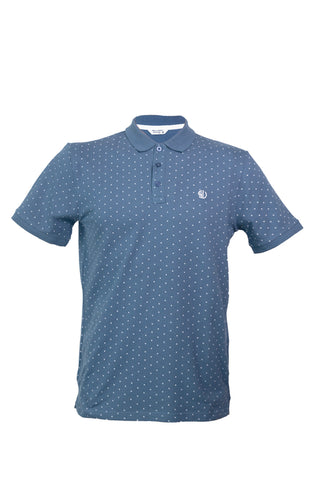 BLUE AOP POLO SHIRT WITH CHEST LOGO BLUE