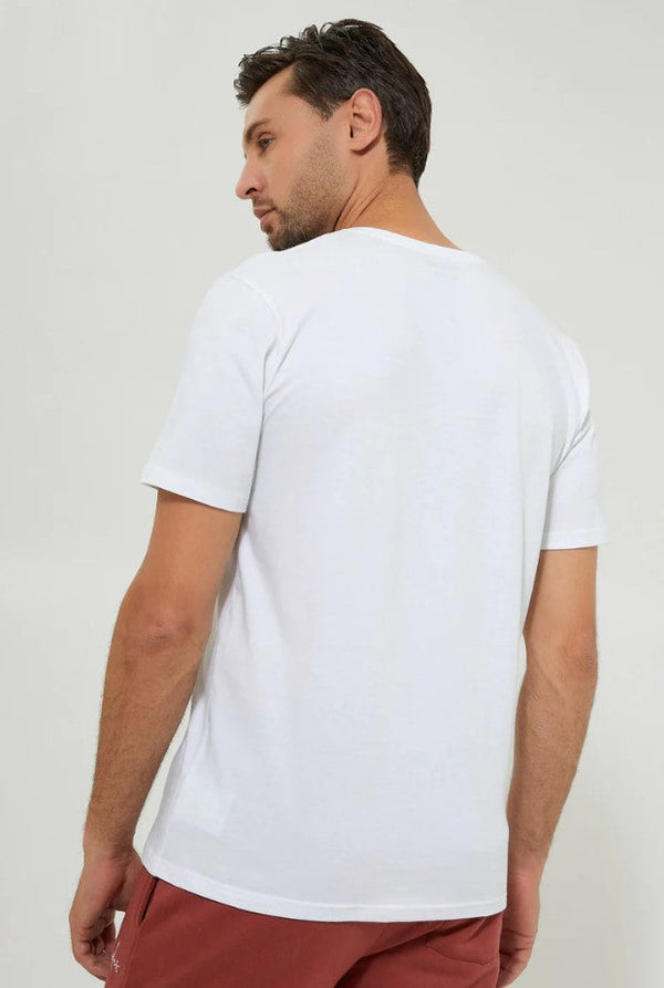 Redtag V-Neck White T-Shirt