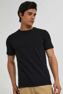 Redtag Crew Neck Black T-Shirt