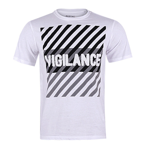 Redtag White Vigilance Applique T-Shirt