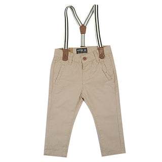 Redtag Beige Suspender Casual Trousers for Toddlers