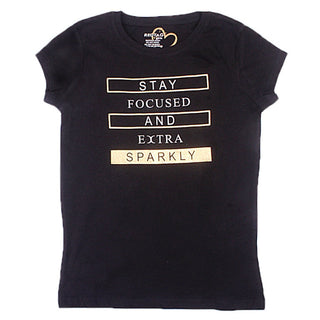 Redtag Black Graphic T-Shirt for Girls