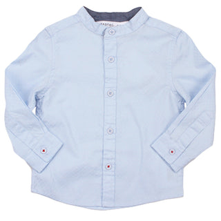 Redtag Blue Dobby Mandarin Casual Shirts for Boys