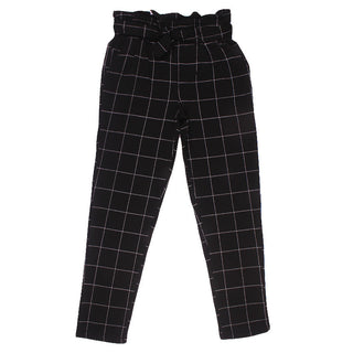 Redtag Black and White Paperbag Waist Pants for Girls