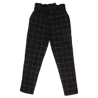 Redtag Black and White Paperbag Waist Pants for Girls