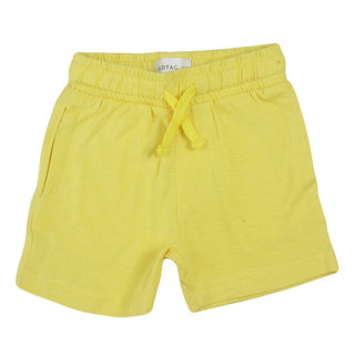 Redtag Yellow Slub Shorts for Boys