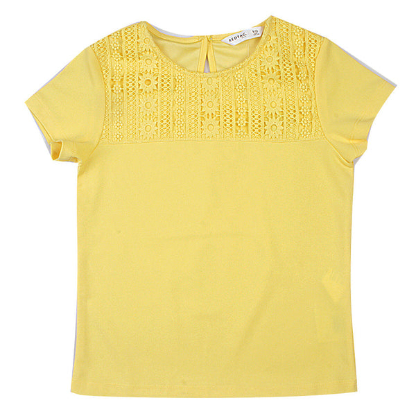 Redtag Yellow Top with Lace For Girls