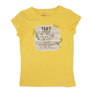 Redtag Mustard Floral Print T-Shirts for Girls