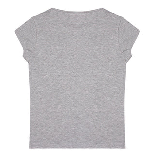 Redtag Light Grey Melange Floral Photographic T-Shirt for Girls