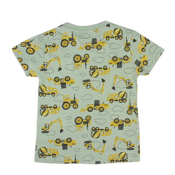 Redtag Green Printed T-Shirt for Boys