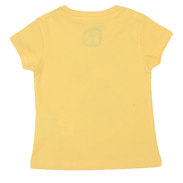 Redtag Printed Yellow Casual T-Shirt for Girls