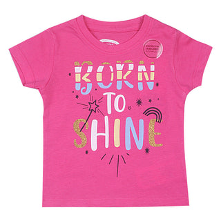 Redtag Fuchsia Casual Graphic T-Shirt for Girls