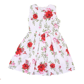 Redtag Printed White Casual Dress for Girls