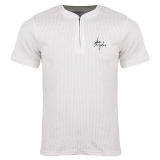Redtag White Ribbed T-Shirt for Men