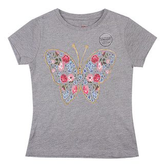Redtag Girl's Mid-Grey Casual T-Shirts