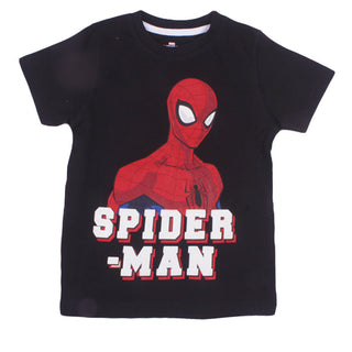 Redtag Black Spiderman T-Shirt for Boys