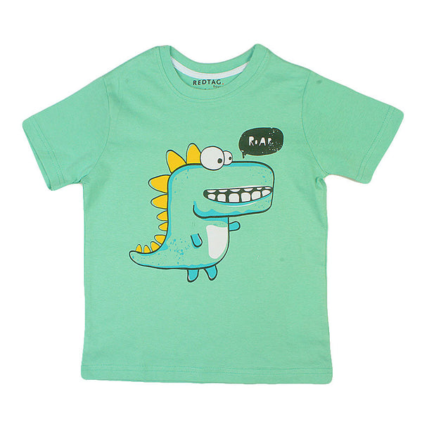 Redtag Mint Dinosaur Printed T-Shirt for Boys