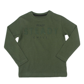 Redtag Dark Green Graphic T-Shirt for Boys
